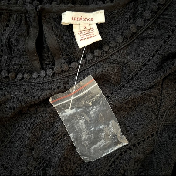 Sundance Long Sleeve Black Crochet Style Lace Maxi Dress Size 2 - Picture 7 of 8